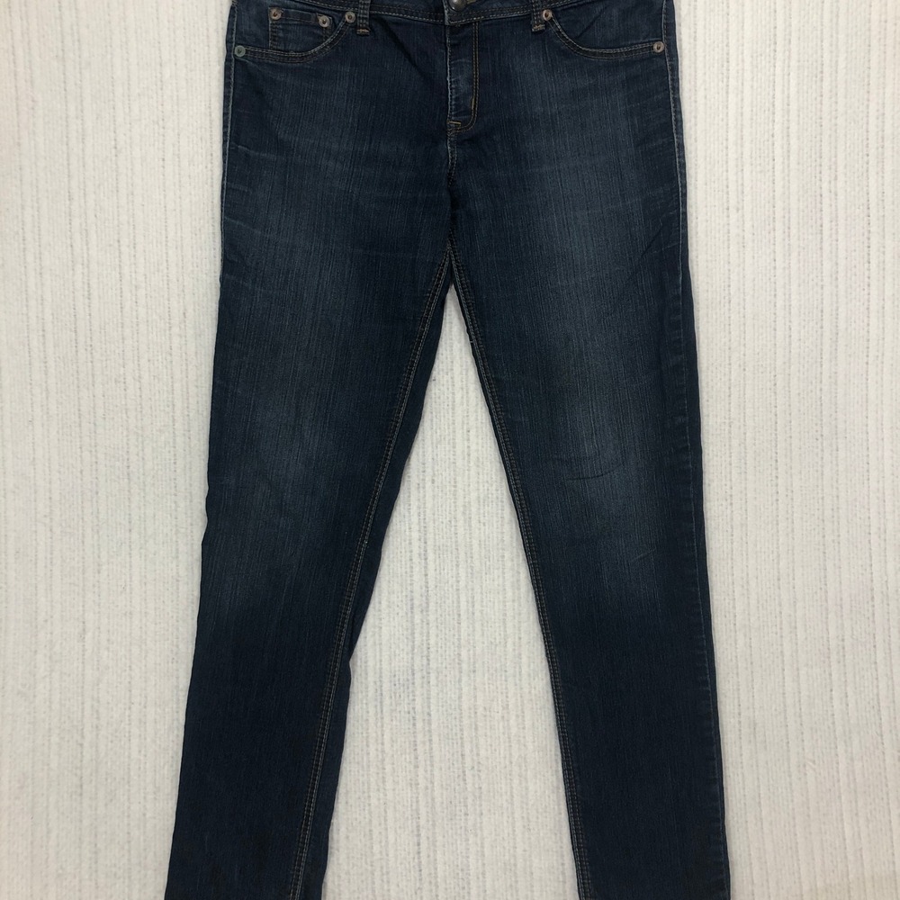 Fade to Blue Premium Denim Dark Wash Slim Straight Leg Jeans Womens 35x30